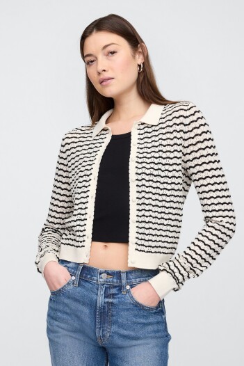 Saco Stitch Mujer White Black Stripe