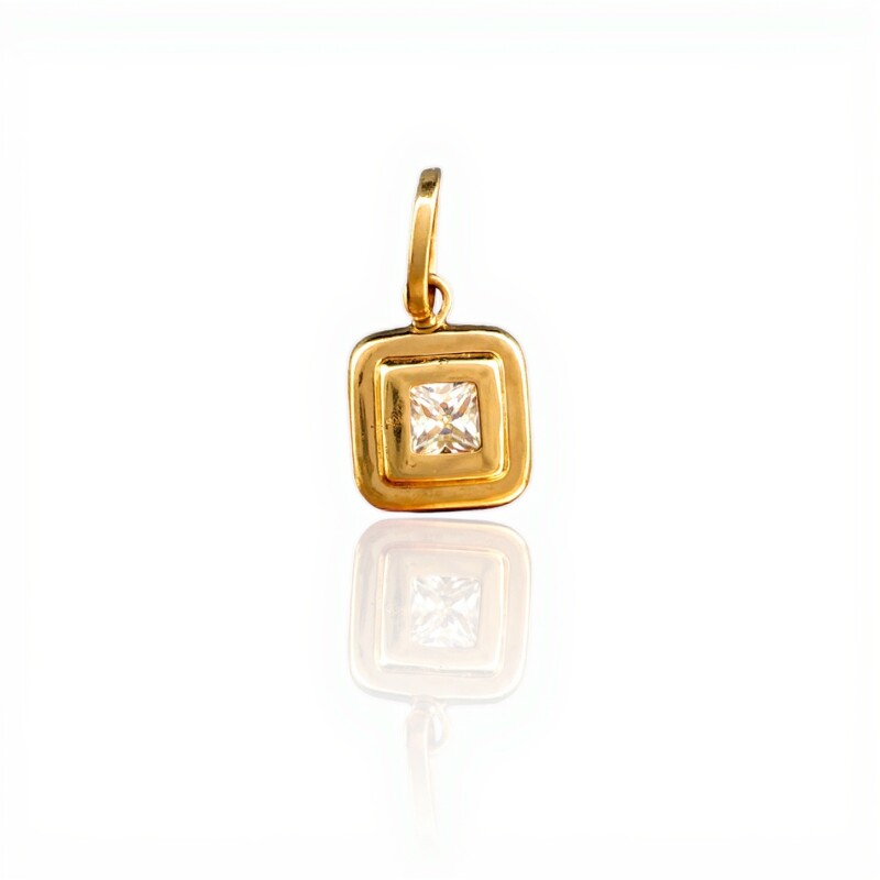 Dije Cuadrado-Oro bajo-Piedra Zirconia-CP8542 conpiedra
