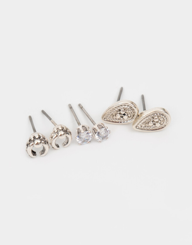 Aros Sets Con cubic zirconia Set De Aros Bañados En Plata - Plateado