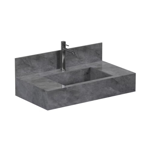 Mueble de baño suspendido de porcelanato Gris Napoles 80 cm con bacha incorporada Mueble De Baño Suspendido De Porcelanato Gris Napoles 80 Cm Con Bacha Incorporada