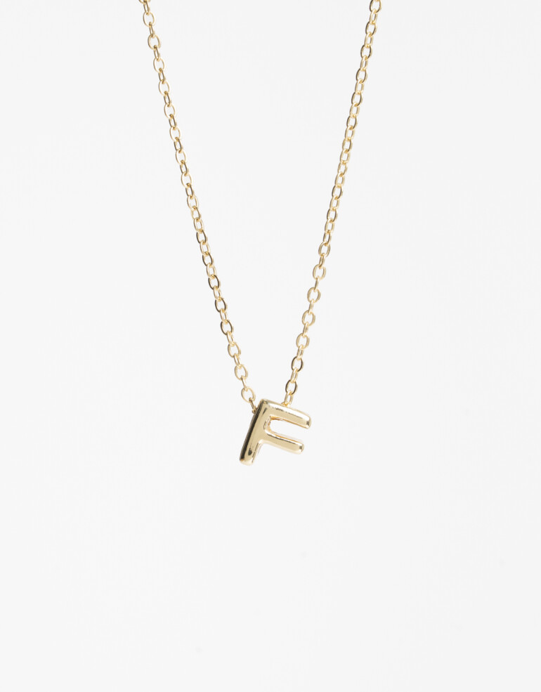 Cadena Corta con Dije Letras Collar Con Dije Metal. - Dorado