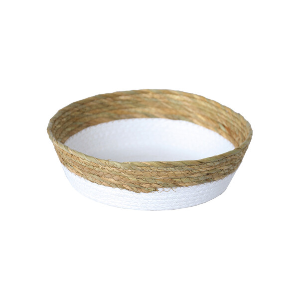 CESTO DE FIBRA NATURAL Ø 30X9 CM BLANCO BLANCO