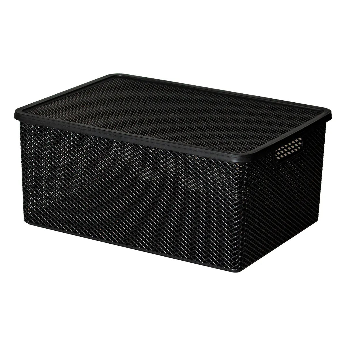 CESTO ORGANIZADOR LINEA CON TAPA NEGRO 36X26X16 CM. 