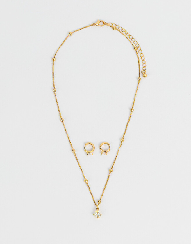 Bijouterie Set Con cubic zirconia Set De Bijou Bañado En Oro Con Cubic Zirconia - Dorado