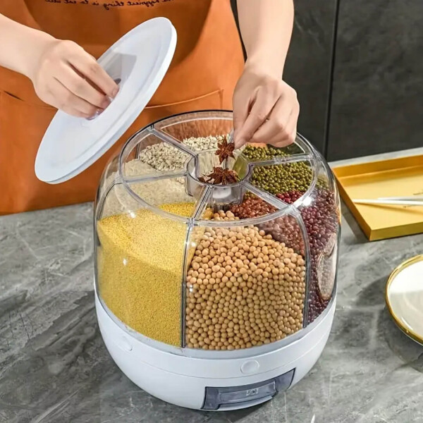 Dispenser de Cereales Giratorio IMBACK Gigante Contenedor con 6 Compartimentos y Dosificador Dispenser de Cereales Giratorio IMBACK Gigante Contenedor con 6 Compartimentos y Dosificador