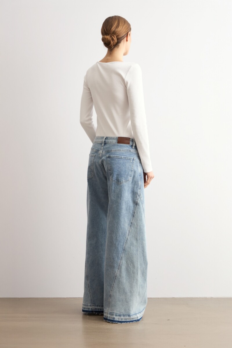 Jean wide leg Basia bicolor jean medio
