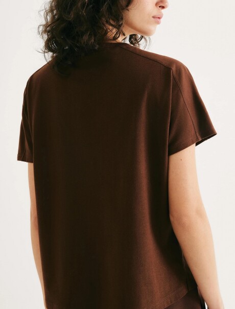 BLUSA MANGA CORTA MARRÓN