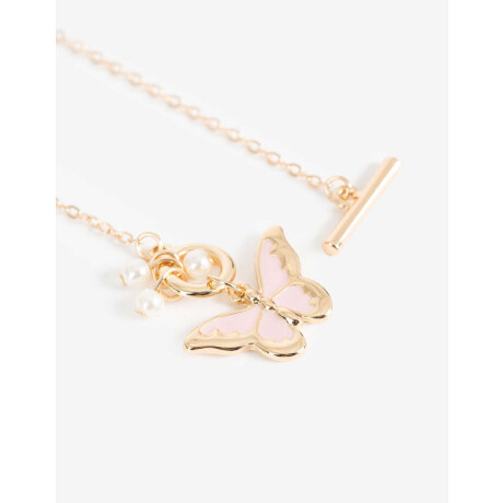Cadena Con Dije De Mariposa Con Esmalte Bañado En Oro Dorado