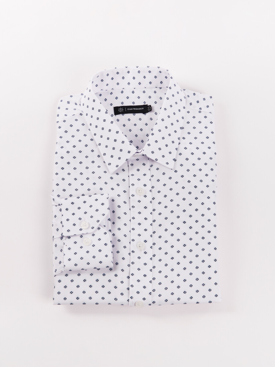 Camisa estampada - blanco/azul 