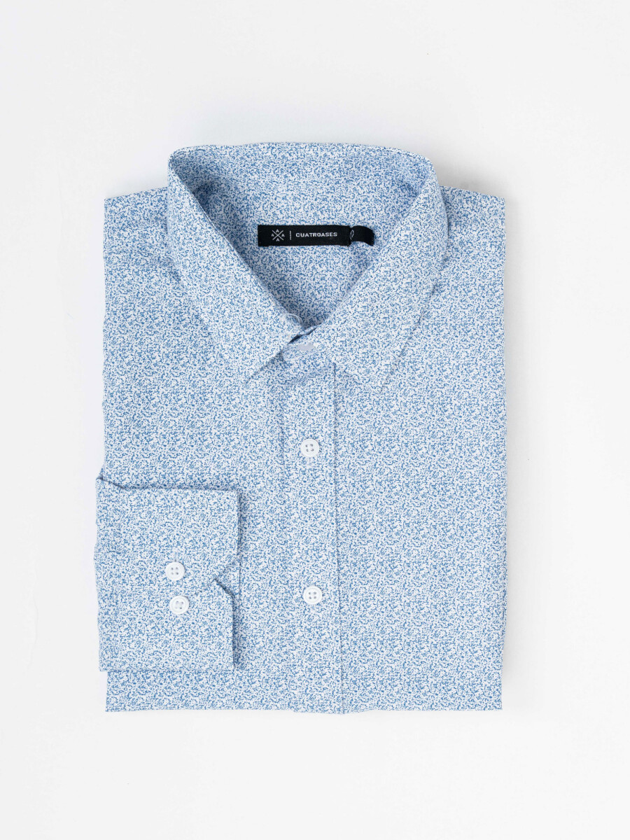 Camisa m/l estampada - celeste 