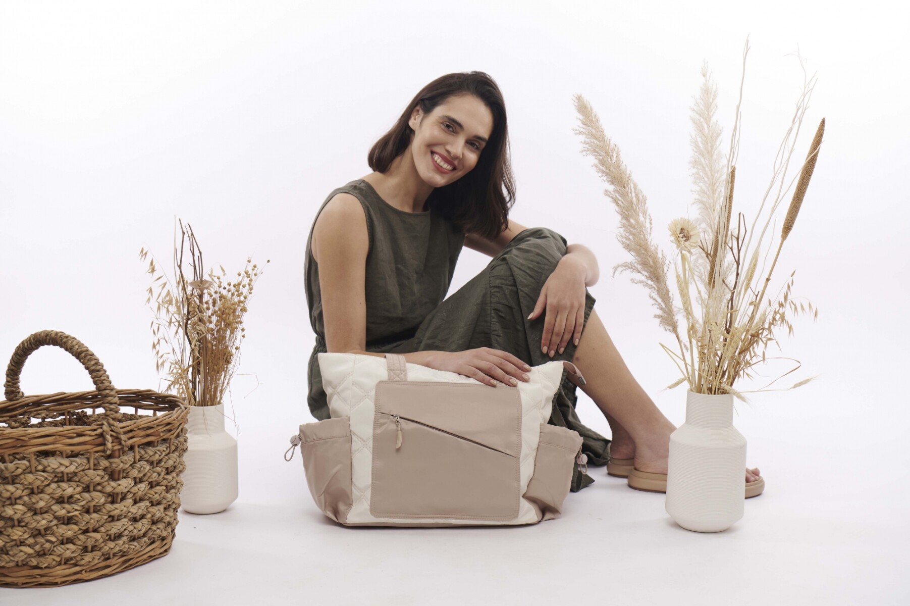 Cartera Tote Combinada - combinado c/ beige 