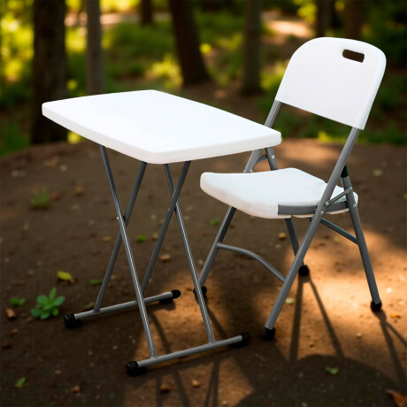 Sillas Plegables Metal Set X2 Jardín Hogar Camping Blanco