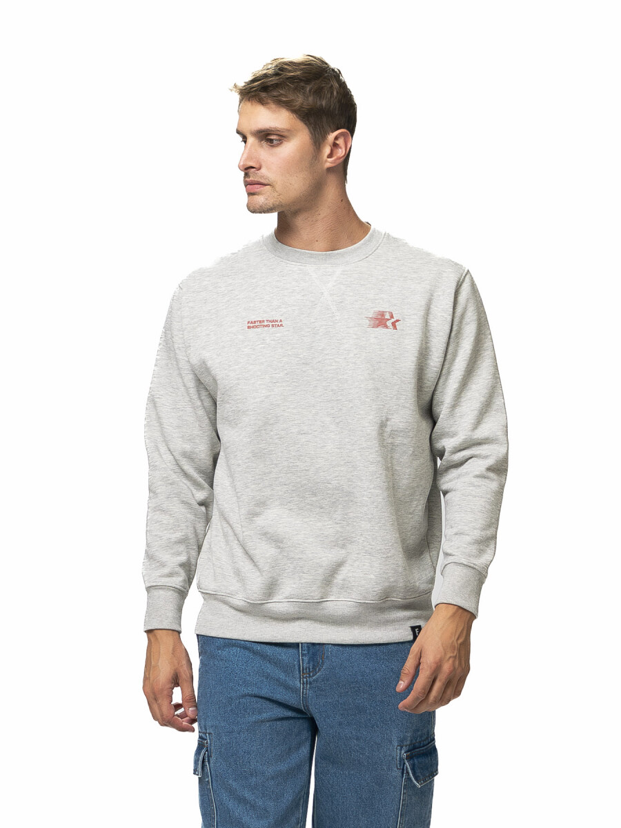 Buzo de Felpa Cuello Base Estampado Sidney - Gris Claro Melange 