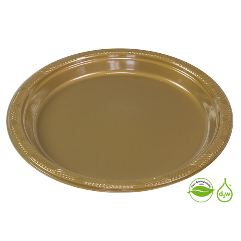 Plato Biodegradable 15cm x10Un Dorado