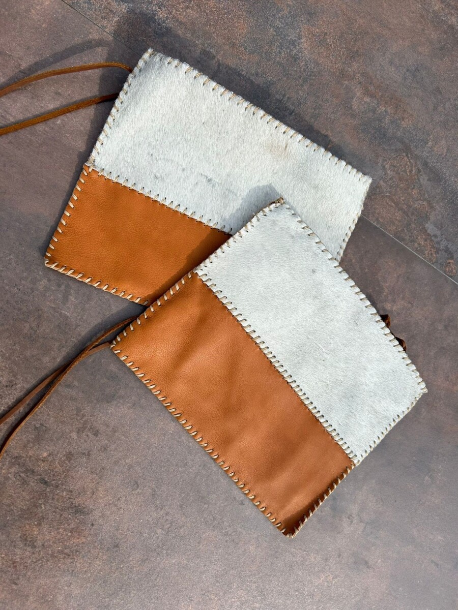 Half Leather Envelope - Cowhide Hielo 