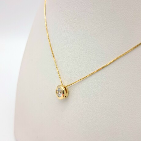 Conjunto de cadena y colgante de oro 10 ktes con circonia, PUNTO DE LUZ. Conjunto de cadena y colgante de oro 10 ktes con circonia, PUNTO DE LUZ.