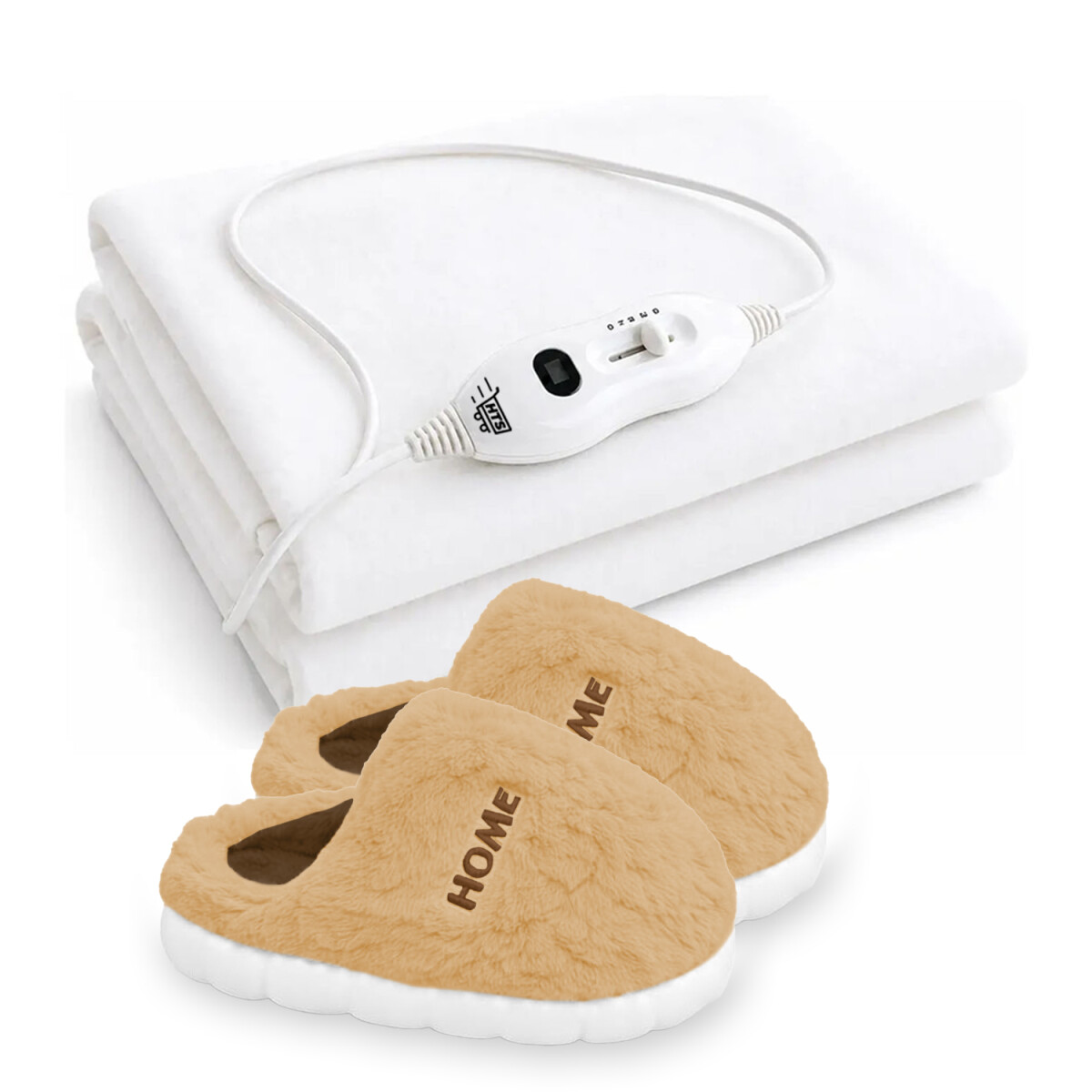 Set Pantufla Antideslizantes Unisex + Calienta Cama 1Pza HTS - Beige 