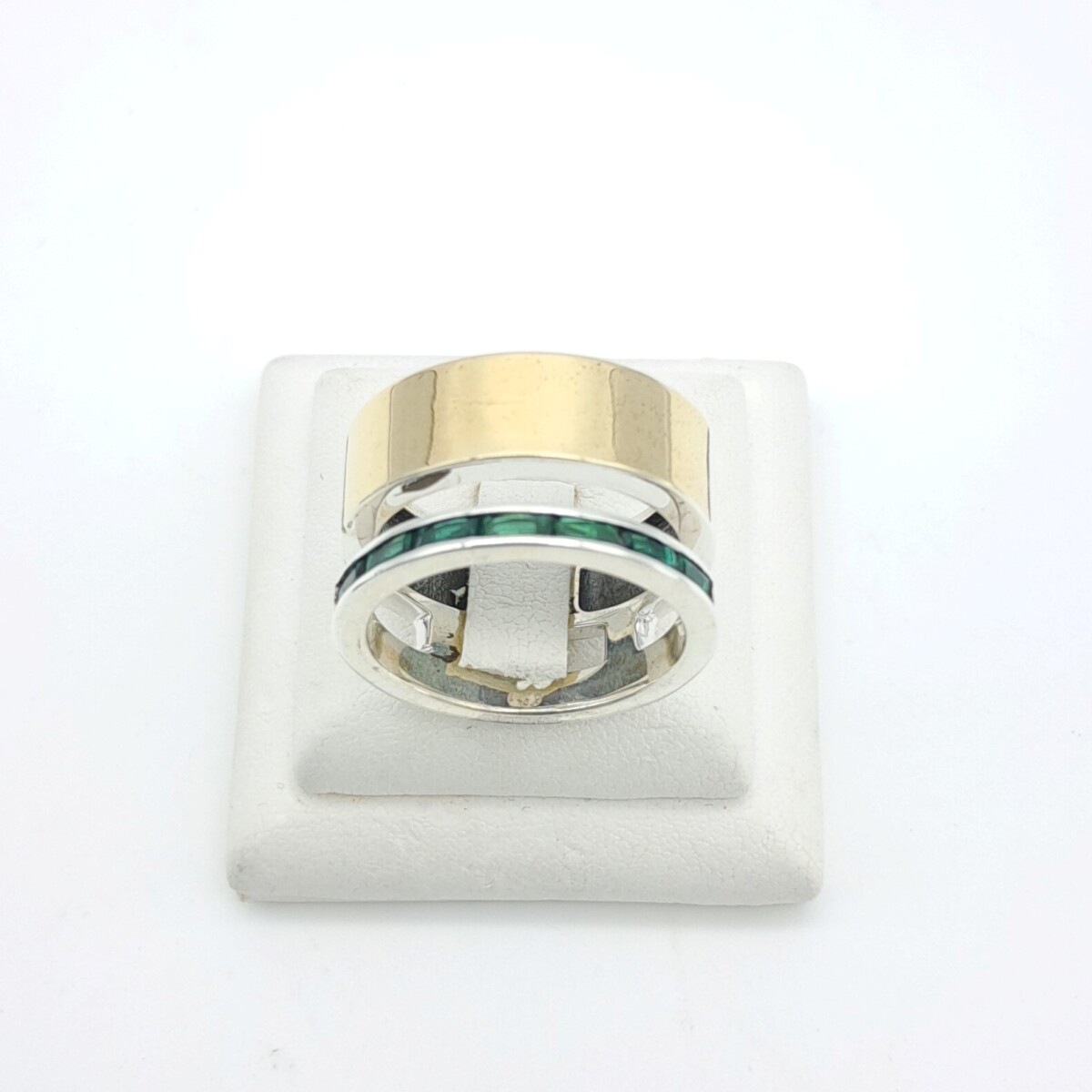 Anillo de plata 925, double en oro 18 ktes y cironias. 