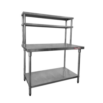 Mesada Acero inox 2 estantes aéreos 150 cm Flamemax Mesada Acero inox 2 estantes aéreos 150 cm Flamemax
