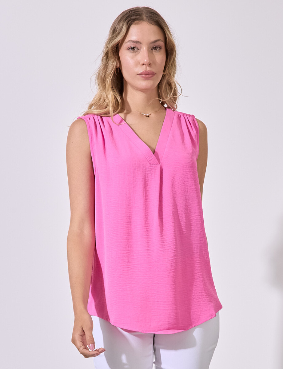 Blusa Escote V - Fucsia 