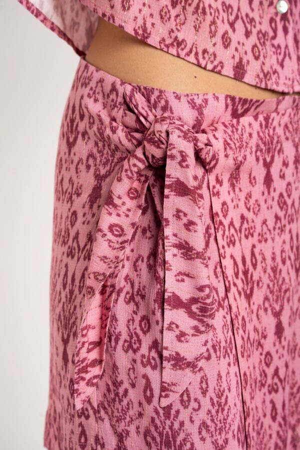 Skort Estampado Lurex Rosa