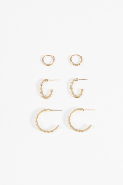 Set de tres aros irregulares dorado