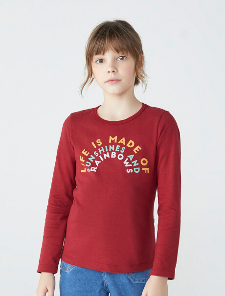 CAMISETA BÁSICA DE NIÑA - ROJO — Hering