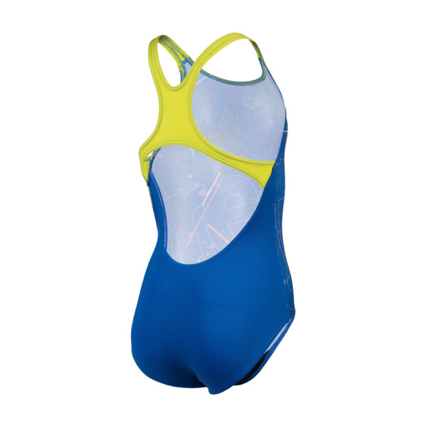 Malla De Entrenamiento Para Niña Arena Girl's Swimsuit Galactic Print Swim Pro Back Azul y Verde