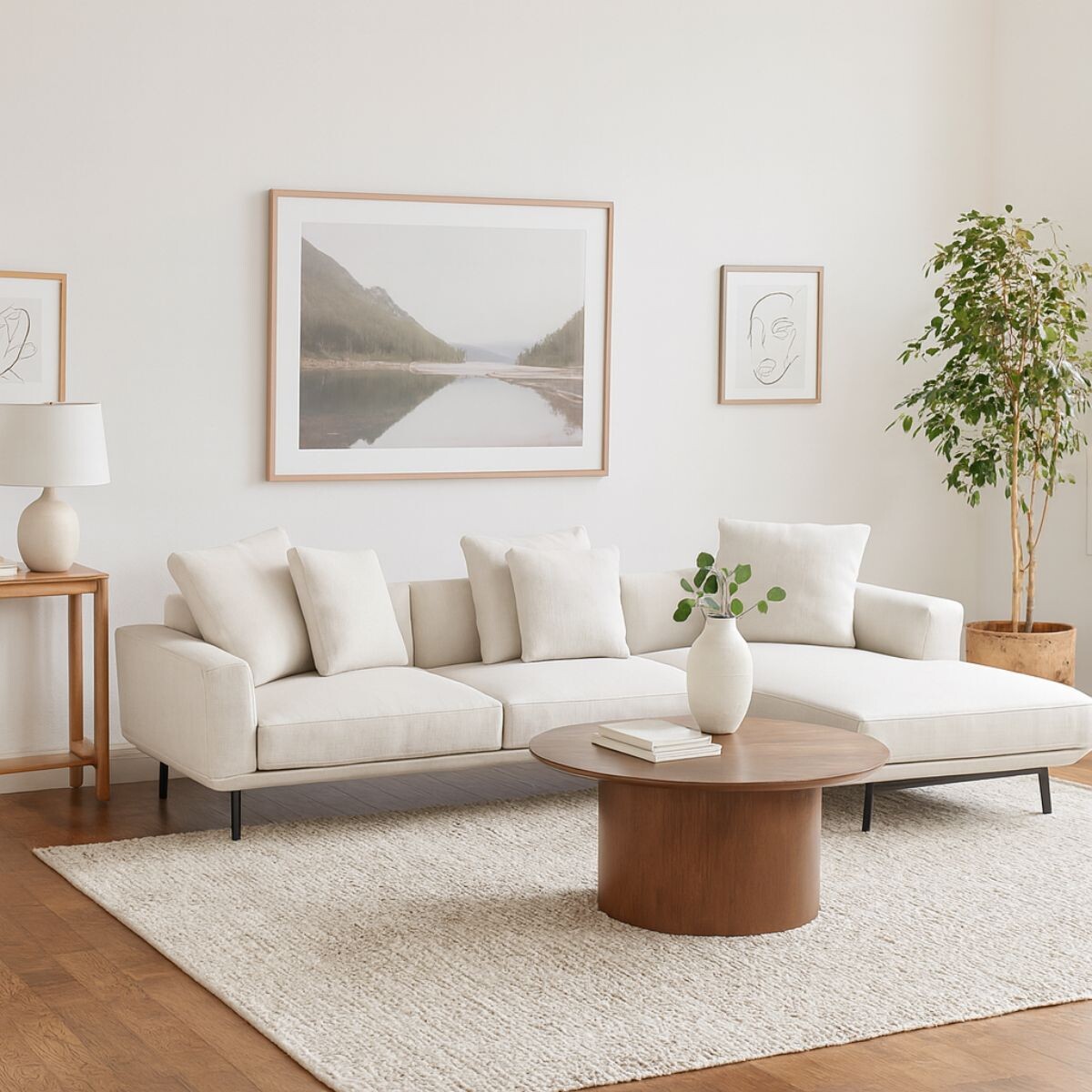 Sofá con chaise CORNARO blanco 3C CHAISE DERECHO 