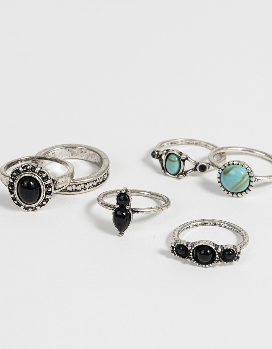Set De Anillos Con Piedras 