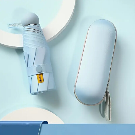 Paraguas plegable con mango y estuche colores pastel Azul Claro