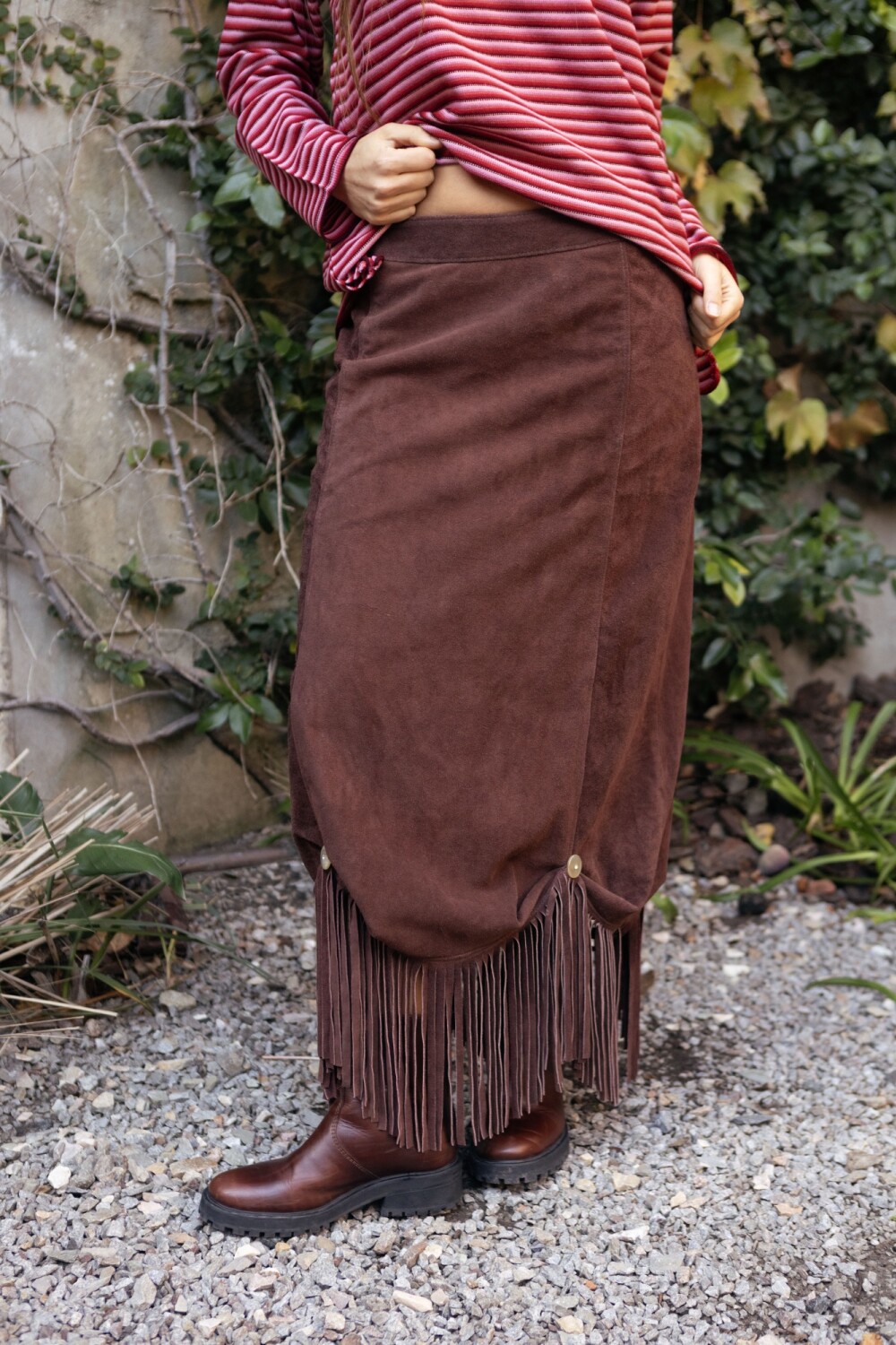 Theater Leather Skirt Chocolate