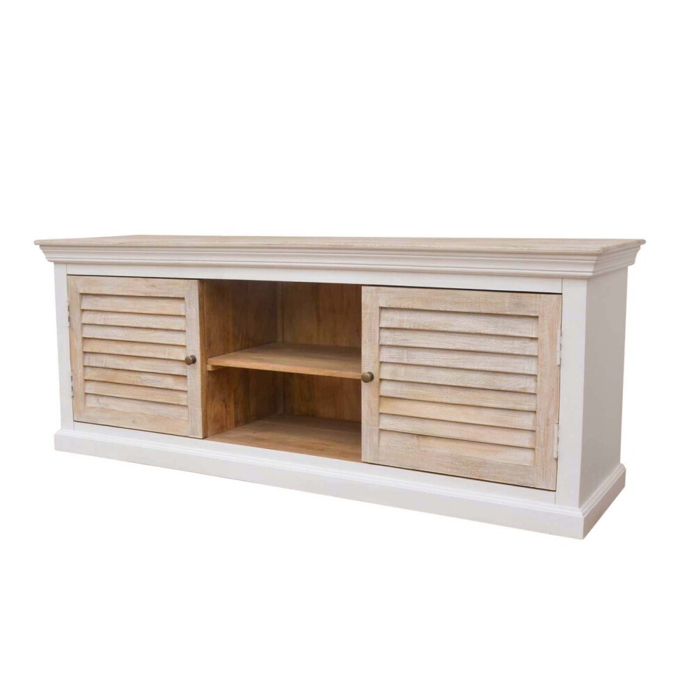 MUEBLE PARA TV MADERA-DE-MANGO NATURAL-BEIGE COSTA NATURAL BLANCO