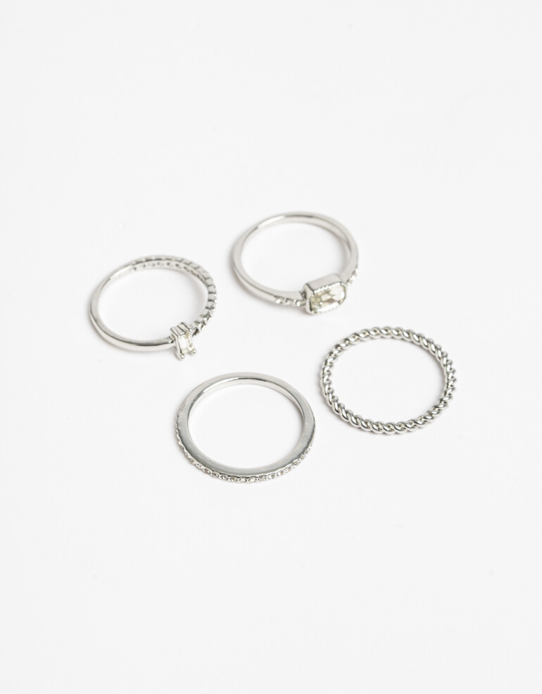 Sets Anillos Strass Set De Anillos Con Strass - Cristal