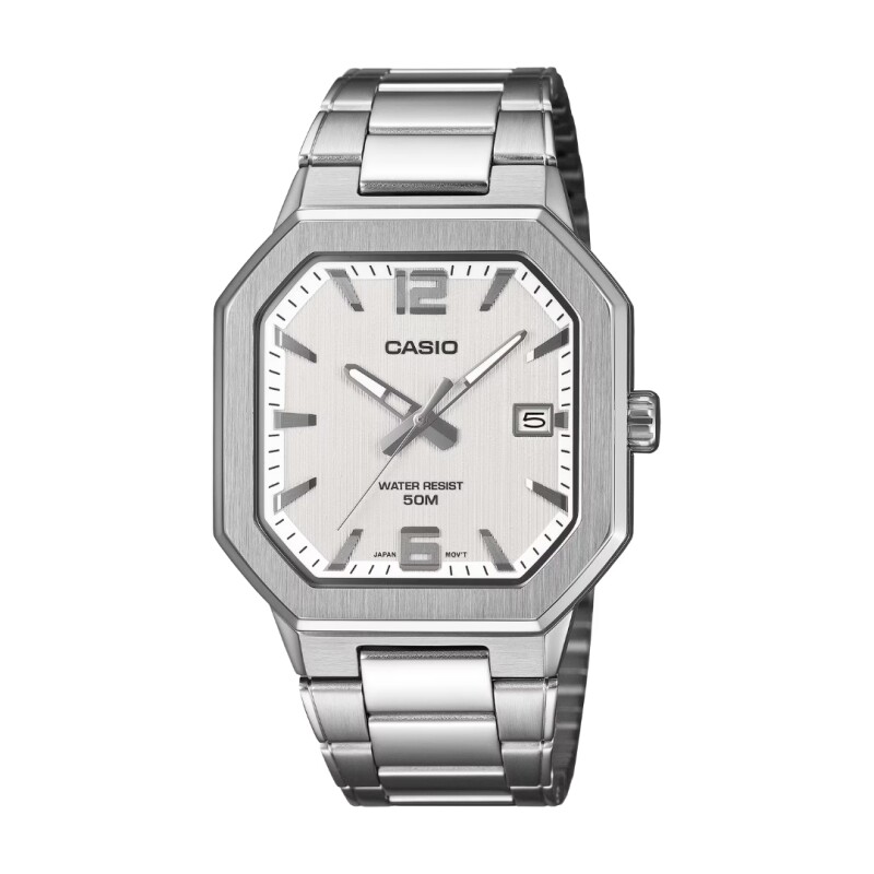 Reloj Casio MTPB195D 7AVDF para hombre con correa de acero Plateado
