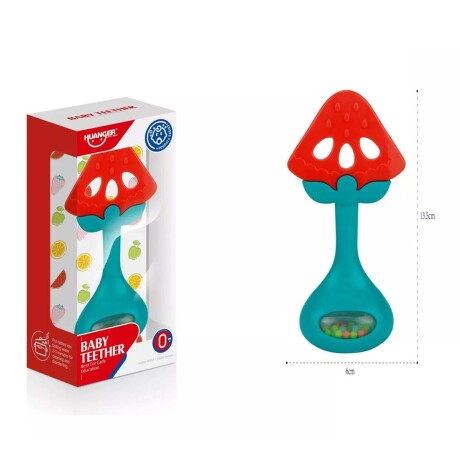Mordillo Mordedor y Sonajero Silicona Plástico Bebé Huanger Rojo