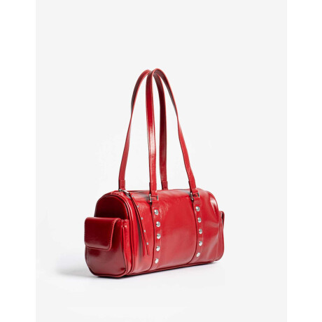 Cartera City Con Tachas Rojo Cereza