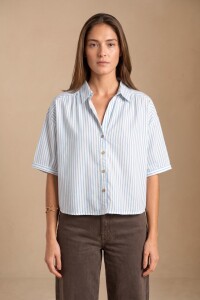 Blusa Rayada Celeste
