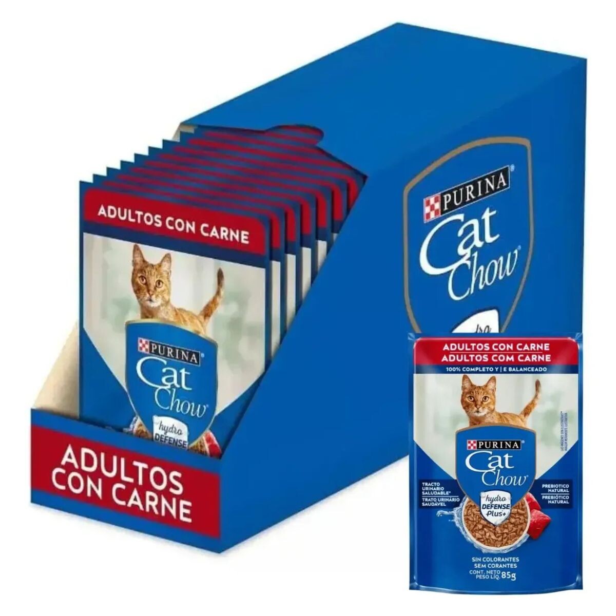 CAT CHOW EN SALSA - ADULTOS CARNE 85 GRS CAJA X 15 UNIDADES 