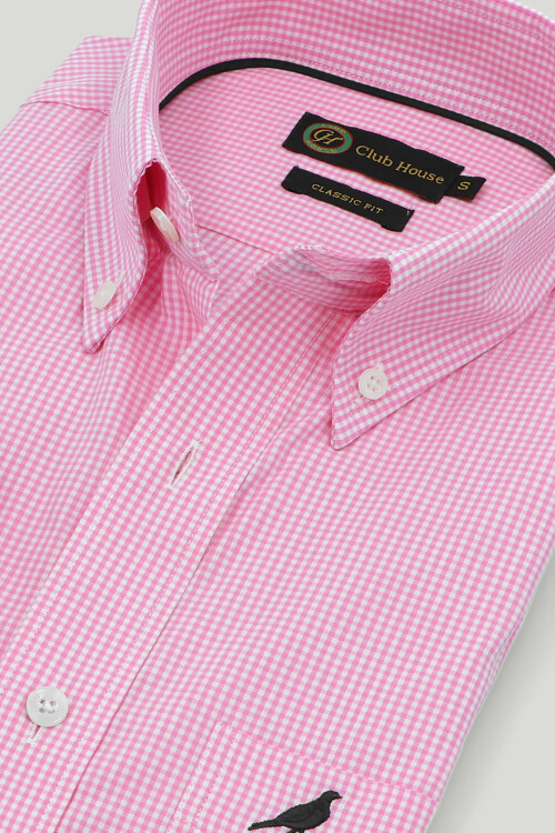 Camisa Button Down classic fit Cuadros rosa