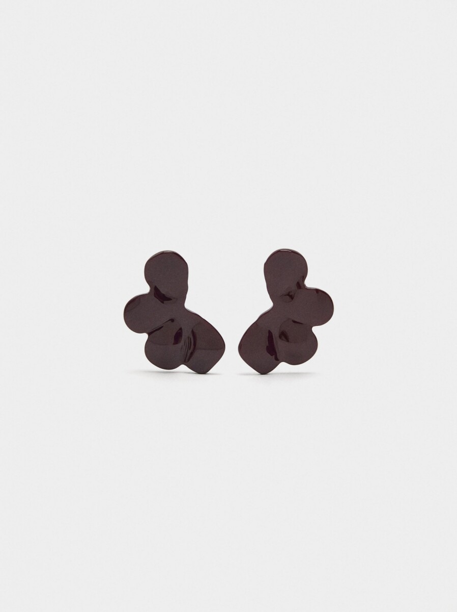Pendientes Flor Con Esmalte - burdeos 