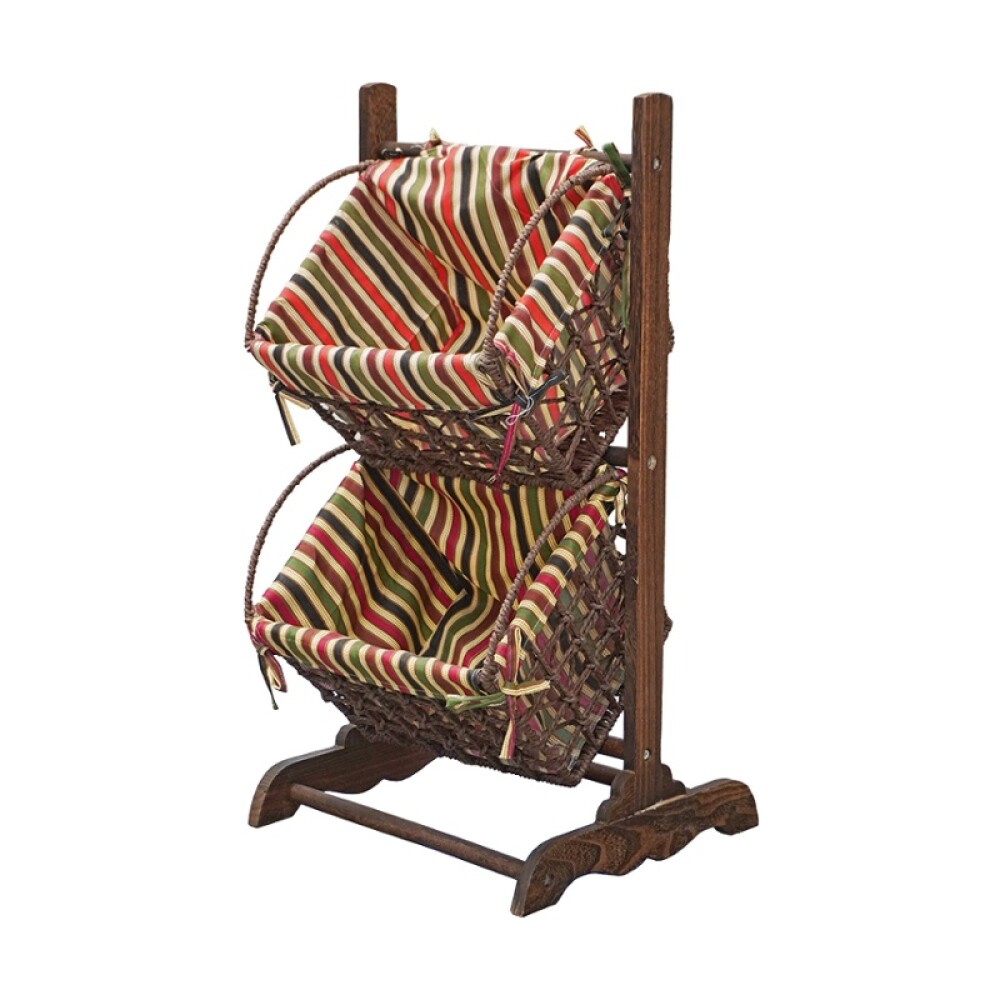 JUEGO 2 CESTOS CON TELA y ESTRUCTRUCTURA DE MADERA Juego 2 Cestos Con Tela Y Estructructura De Madera