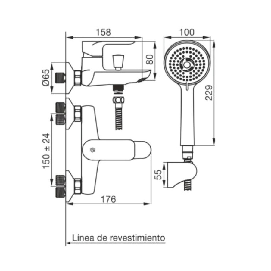 Grifería monocomando baño ducha exterior cromada línea Coty Grifería monocomando baño ducha exterior cromada línea Coty