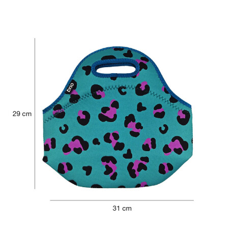 Lunchera de Neopreno Brio Bolso Térmico Bebida Comida c/ Asa Animal Print Verde