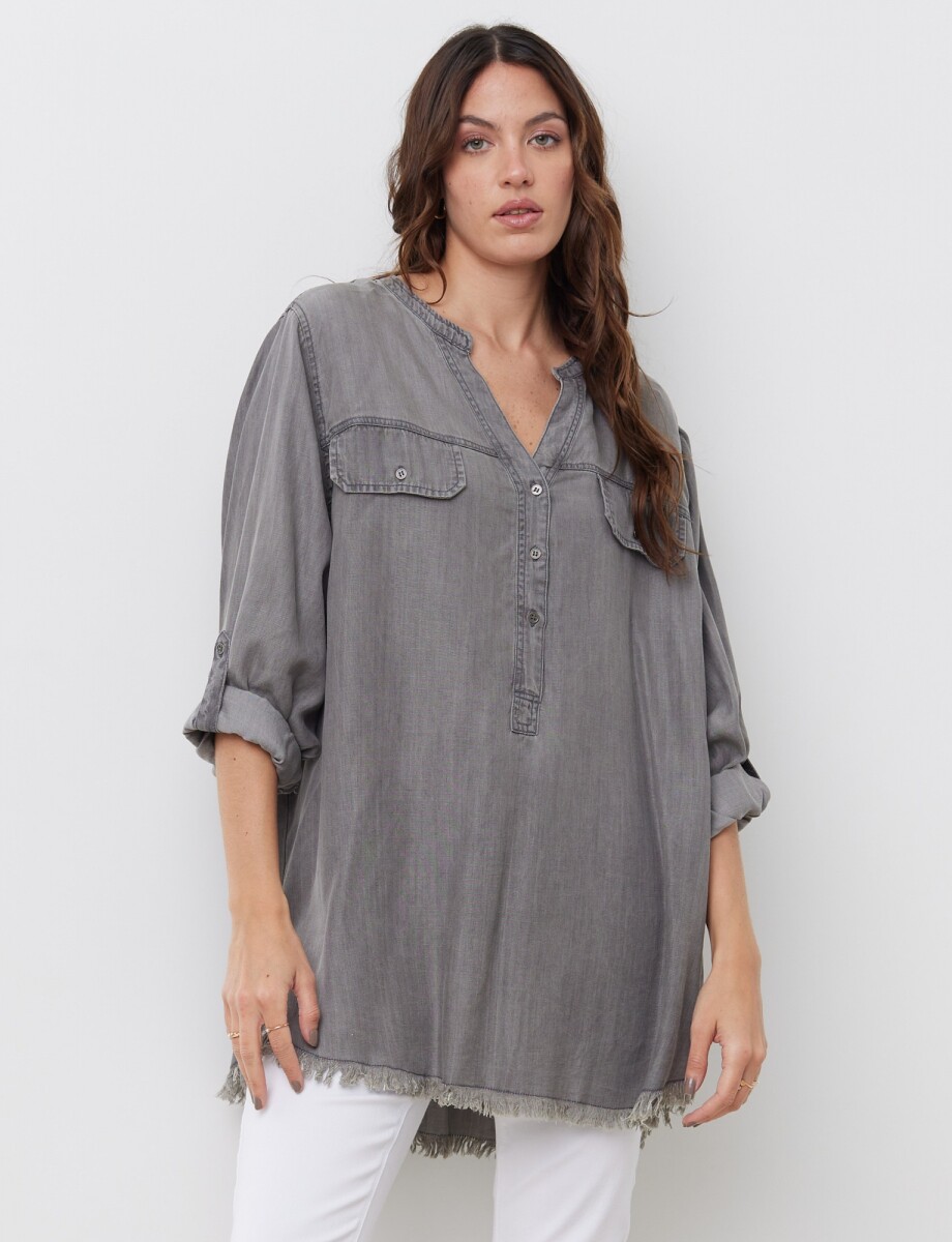 Blusa Oversize Tencel - Gris 