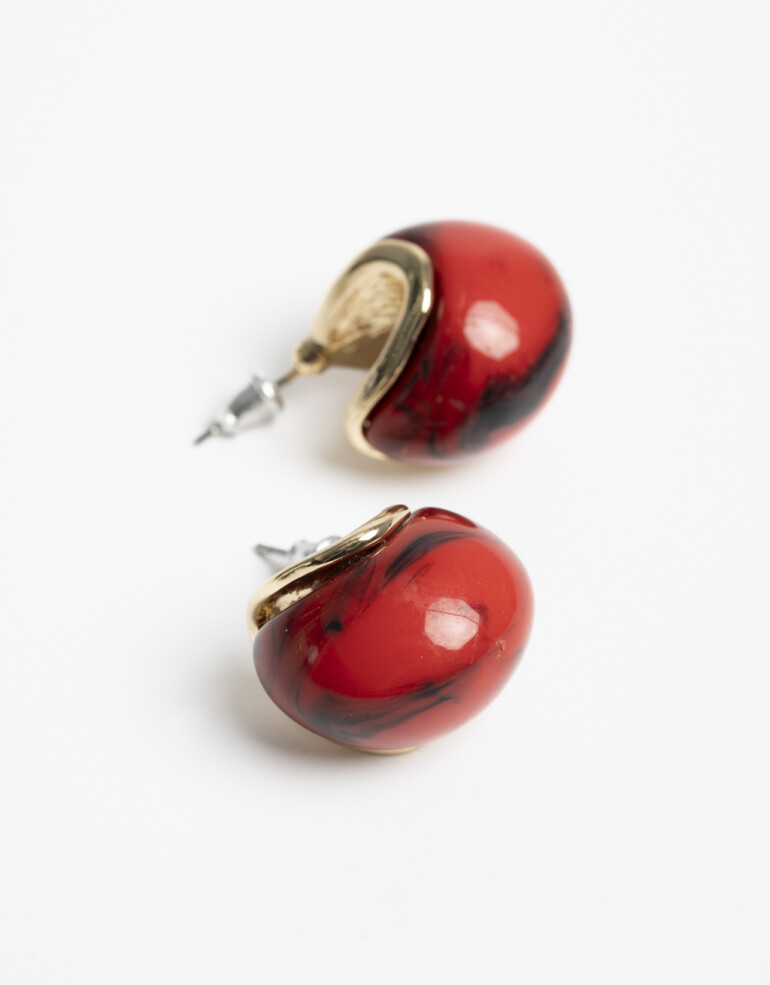 Aros Argollas Acrilico Argollas Resina - Rojo Medio