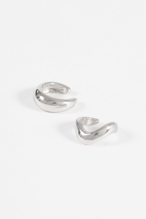 Set earcuff doble wavy plateado