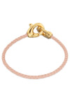 PULSERA DE CUERO ROSA CON MOSQUETÓN ENTRELAZADO BAÑADO EN ORO 18K Pulsera