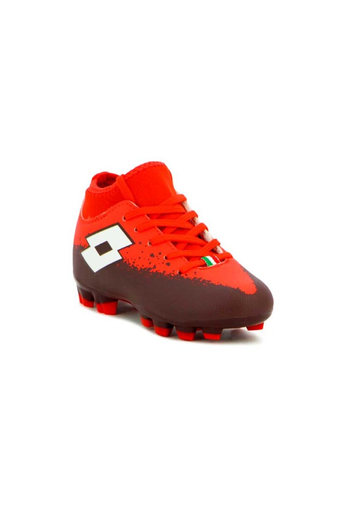 ZAPATO DE FUTBOL CANCHA LOTTO NIÑO MODELO PERUGIA Rojo
