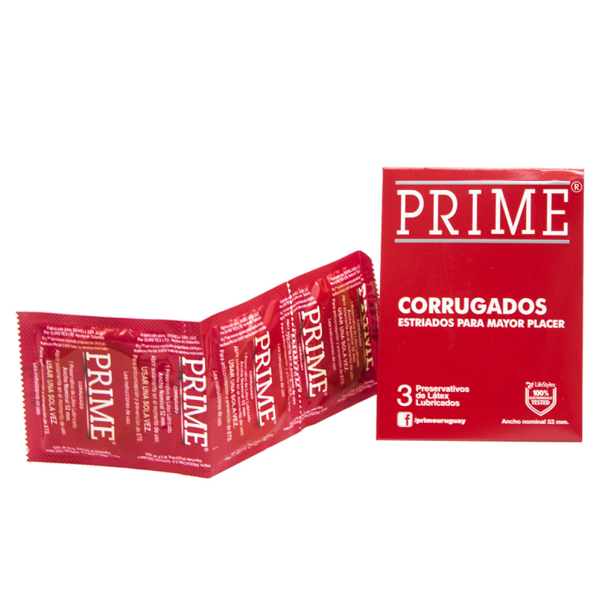 Preservativo PRIME Corrugado (Rojo) (Cajita X3U) 